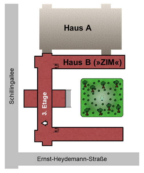 Gebäudeplan Braun grün, Endokrinologie der Uniklinik Rostock
